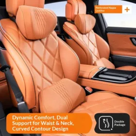 Car Neck Pillow and Lumbar Support, All-Season Universal, Breathable Seat Lumbar Cushion with Ergonomic Waist Contour