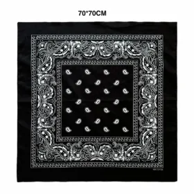 High Quality 70CM Oversized Hip Hop Cashew Cotton Square Bandana Scarf Headband Black Paisley Gifts For Men/Boys/Girls