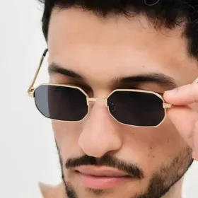 Fashion Small Square Metal Sunglasses Men Women Outdoor Casual Color Lens Sun Glasses Vintage Triangle Legs Design Eyeglasses